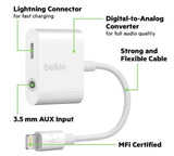 Belkin 3.5mm Audio + Charge Rockstar iPhone Aux Charging Adapter