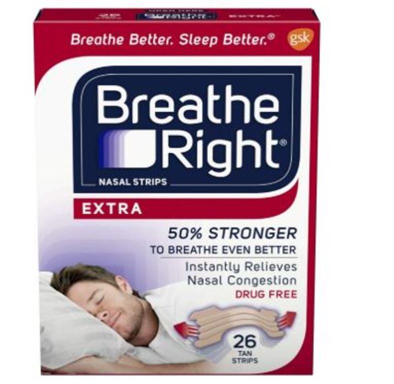 Breathe Right 26-PC Extra Tan Nasal Strips Relieve Nose Congestion & Reduce Snoring Red