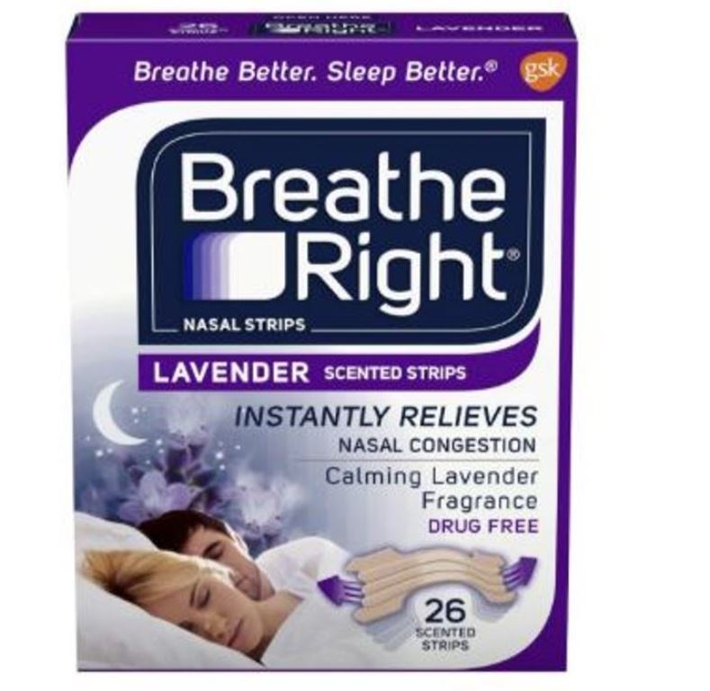 Breathe Right 26-PC Lavender Scented Nasal Strips for Relieve Nose Congestion & Reduce Snoring Violet