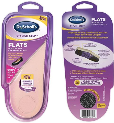 Dr. Scholl's Flats Cushioning Insoles for Everyday Flats Low Heels Casual Shoes Size 6 -10 Women
