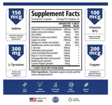 1 Body Thyroid Support Supplement with Iodine Energy & Focus Formula with Vitamin B12 Complex, Zinc, Selenium 60 Capsules