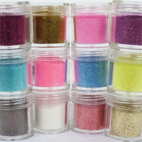 350Buy 12-Color Glitter Powder Dust Nail Art Tips Jumbo Size