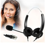 Agptek 4-Pin RJ9 Hands-Free Call Center Binaural Headset Telephone