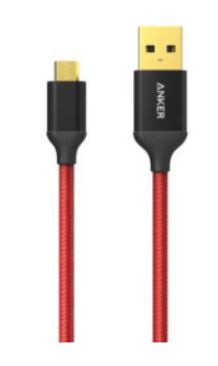 Anker Micro USB 6-Feet Tangle-Free Gold-Plated, Samsung Android Red