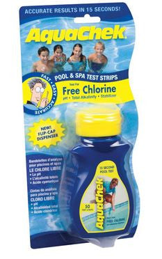 Aquachek Yellow Test Strips Free Chlorine, 50 Strips