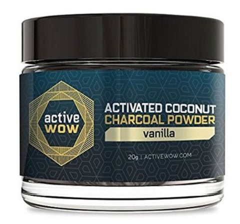 Active Wow Teeth Whitening Coconut Charcoal Powder Vanilla Mint