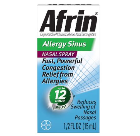 Afrin Allergy Sinus Nasal Spray Reduces Swelling of Nasal Passage for Colds Allergies 15 ML