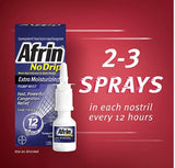 Afrin No Drip Extra Moisturizing Nasal Sinus Congestion Pump Mist Relief Spray for Colds Allegies 15 ML