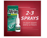 Afrin No Drip Severe Nasal Sinus Congestion Pump Mist Relief Spray for Colds Allegies Twin Pack 15 ML