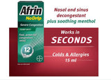 Afrin No Drip Severe Nasal Sinus Congestion Pump Mist Relief Spray for Colds Allegies Twin Pack 15 ML