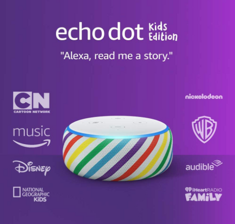 Amazon Echo Dot Kids Edition 3rd Gen for Kids with Parental Controls Rainbow