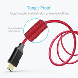 Anker Micro USB 6-Feet Tangle-Free Gold-Plated, Samsung Android Red