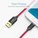 Anker Micro USB 6-Feet Tangle-Free Gold-Plated, Samsung Android Red