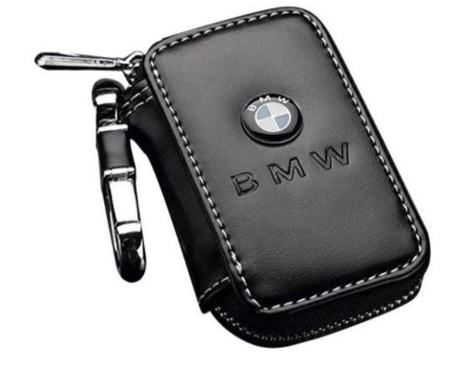 BMW Black Leather Car Key Chain Coin Holder Keychain Wallet Bag