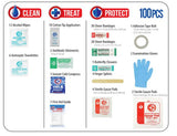 Be Smart Get Prepared 100-PC First Aid Kit Clean Treat Protect Injury