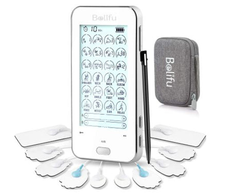 Belifu Dual Channel Tens Electro Pain Muscle Relief Stimulator Pulse Massager with Electrodes Pads