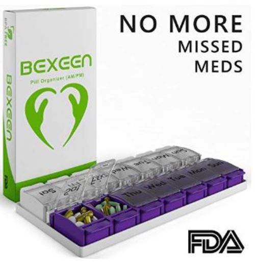 Bexeen Pills Medicines Vitamins Organizer Dispenser Storage Case Box