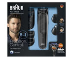 Braun MGK3060 8-in-1 Body Face Ear Nose Beard Rechargeable Cordless Electric Hair Clipper Trimmer Shaver Razor Groomer Grooming Kit 220V Dual Auto Voltage