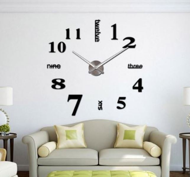 CoZroom Large Black 3D Frameless DIY Wall Clock Stickers Décor