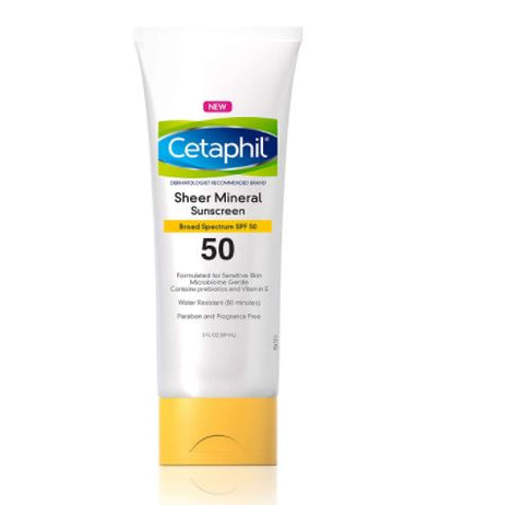 Cetaphil Sheer Mineral Sunscreen Lotion SPF 50 for Face & Body 89 ML