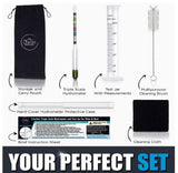 Chefast Triple-Scale Hydrometer Test Jar Kit Wine Beer Mead Kombucha