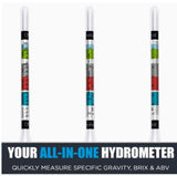 Chefast Triple-Scale Hydrometer Test Jar Kit Wine Beer Mead Kombucha