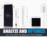 Chefast Triple-Scale Hydrometer Test Jar Kit Wine Beer Mead Kombucha