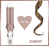 Conair Double Ceramic 1.5-Inch Hair Curler Curling Styling Iron White Rose Gold Dual Voltage