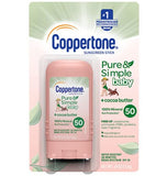 Coppertone Pure Simple Baby SPF 50 Sunscreen Stick Zinc Oxide Mineral Cocoa Butter Water Resistant