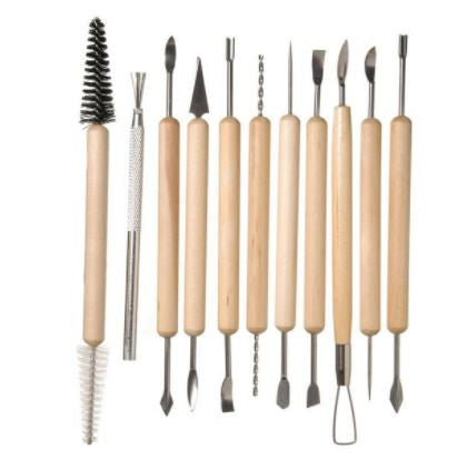 Darice 11-PC Polymer Clay Cleaning Pottery Sculpting Tool Set Kit