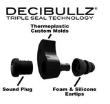 Decibullz Custom Molded Earplugs 31dB NRR Hearing Protection Ear Plug