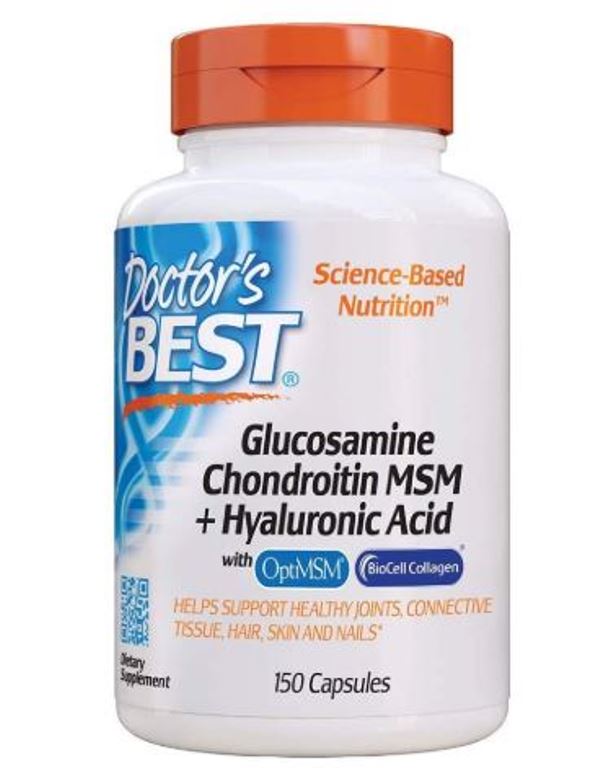 Doctor's Best Glucosamine Chondroitin MSM + Hyaluronic Acid with Optimsm Biocell Collagen 150 Caps