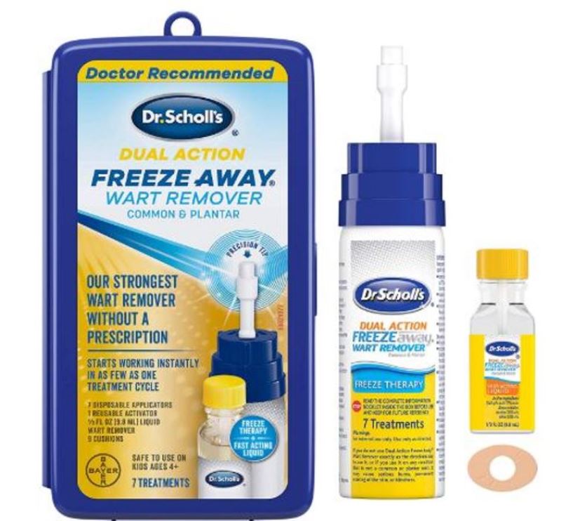 Dr. Scholl's Dual Action 7 Treatments Freeze Away Plantar Common Warts Remover Removal Kit