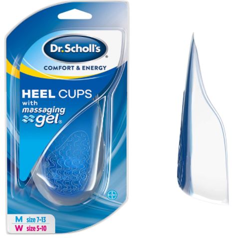 Dr. Scholl's Heel Cups with Massaging Gel Protection Relieve Prevent Heel Pain One Size Men Women