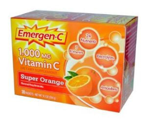 Emergen-C Vitamin C 1,000mg, Super Orange Flavor, 30 Packets