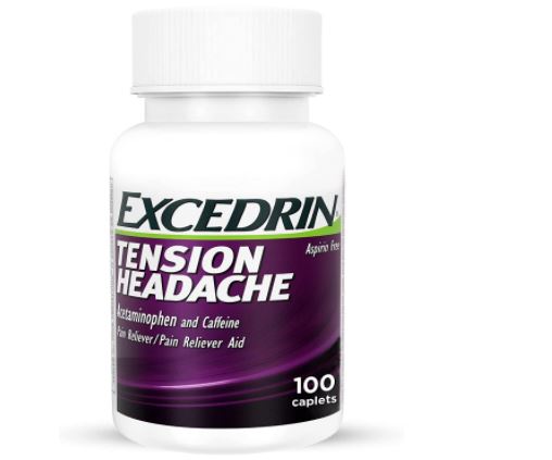 Excedrin Tension Headache Aspirin Free for Head Neck Shoulder Pain Relief 100 Caplets