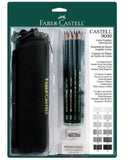 Faber Castell 9000 12-PC Artist Graphite Pencil Drawing Set with Bag Eraser Sharpener