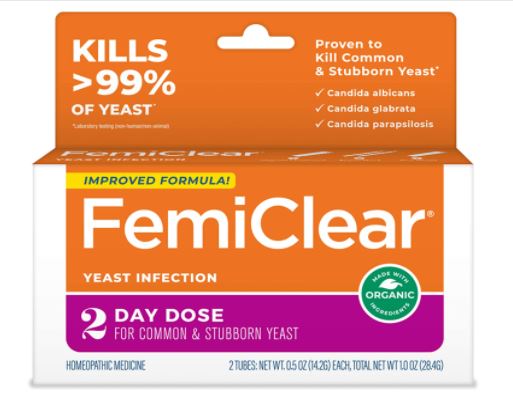 FemiClear 2-Day Vaginal Yeast Infection Treatment Relieve Itching & Burning 2 Tubes