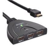 Fosmon HD1831 3-Port HDMI Switch Splitter 1080p Pigtail Cable