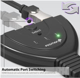 Fosmon HD1831 3-Port HDMI Switch Splitter 1080p Pigtail Cable