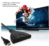 Fosmon HD1831 3-Port HDMI Switch Splitter 1080p Pigtail Cable