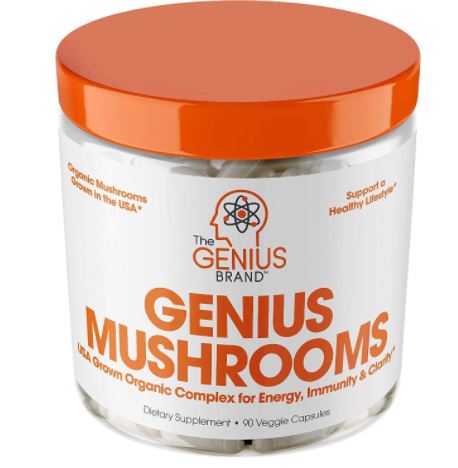 Genius Mushroom for Energy Clarity Immune System Booster & Nootropic Brain Supplement 90 Capsules