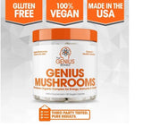 Genius Mushroom for Energy Clarity Immune System Booster & Nootropic Brain Supplement 90 Capsules