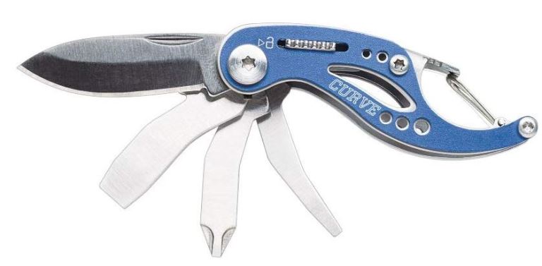 Gerber 31-000116 Curve Mini Pocket Knife Stainless Steel Multi-Tool Blue
