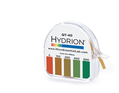 Hydrion QT-40 0-500 PPM Paper Range Quaternary Sanitizer Test Tape Quat Color Chart