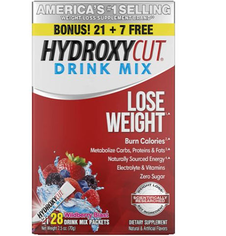 Hydroxycut Drink Mix Lose Weight Loss Energy Drink Powder Metabolism Booster Wildberry Blast 70 Gram 28 Packets