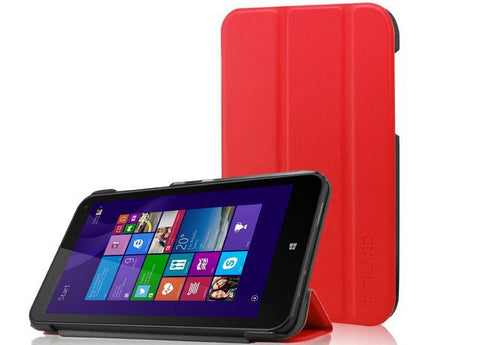 Infiland Tri-Fold Leather Case for HP Stream 8 Tablet Red