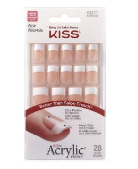 Kiss USA 28-PC Salon Acrylic French Artificial Nails