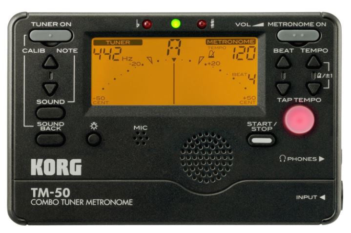 Korg TM50 Instrument Tuner Tempo Pitch Metronome Black
