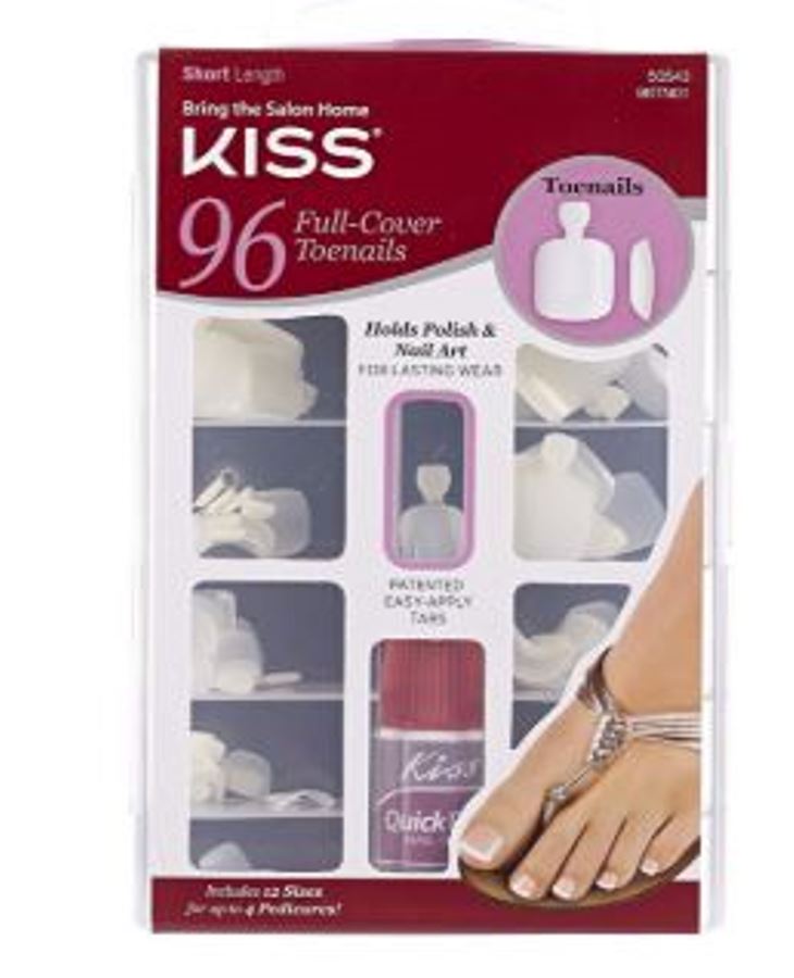 Kiss USA 96-PC Artificial Fake false Full Cover Toenails Set